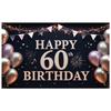 Фон для празднования 60-летия Треугольный гирлянда-флажки 60-летие Дисплей Роскошный фон для дня рождения Розовые акценты в виде сердечек