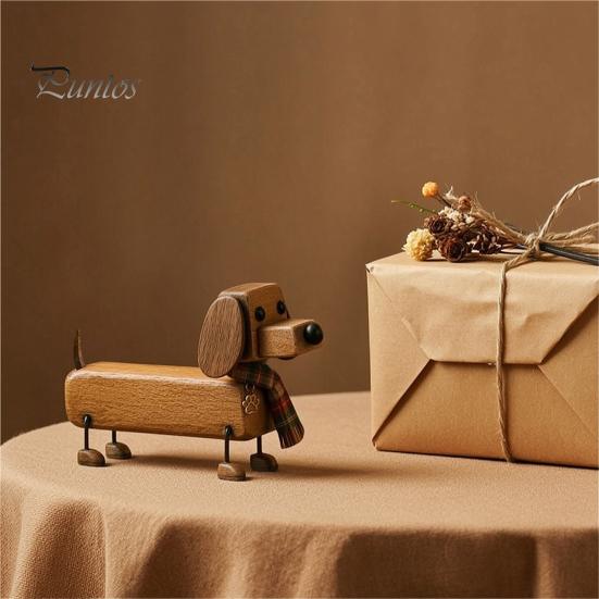 Resin Animal Figurine Plaid Scarf Dachshund Figurine, Retro Dog Statue with Paw Mini Puppy Decoration Print Charm, Handcrafted Desktop