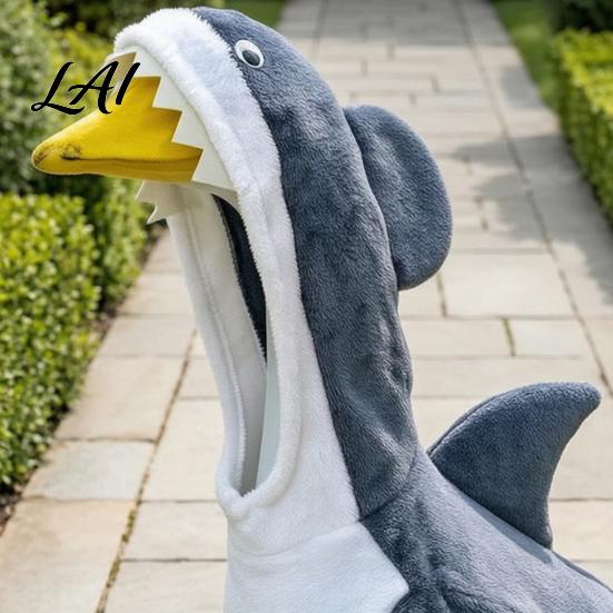 Decorative Porch Goose Accessories Shark Outfit Cute Gray Costume with 3D Fin Durable Statue Suit Design for 23" Gooses Decoration Patio Yard Garden