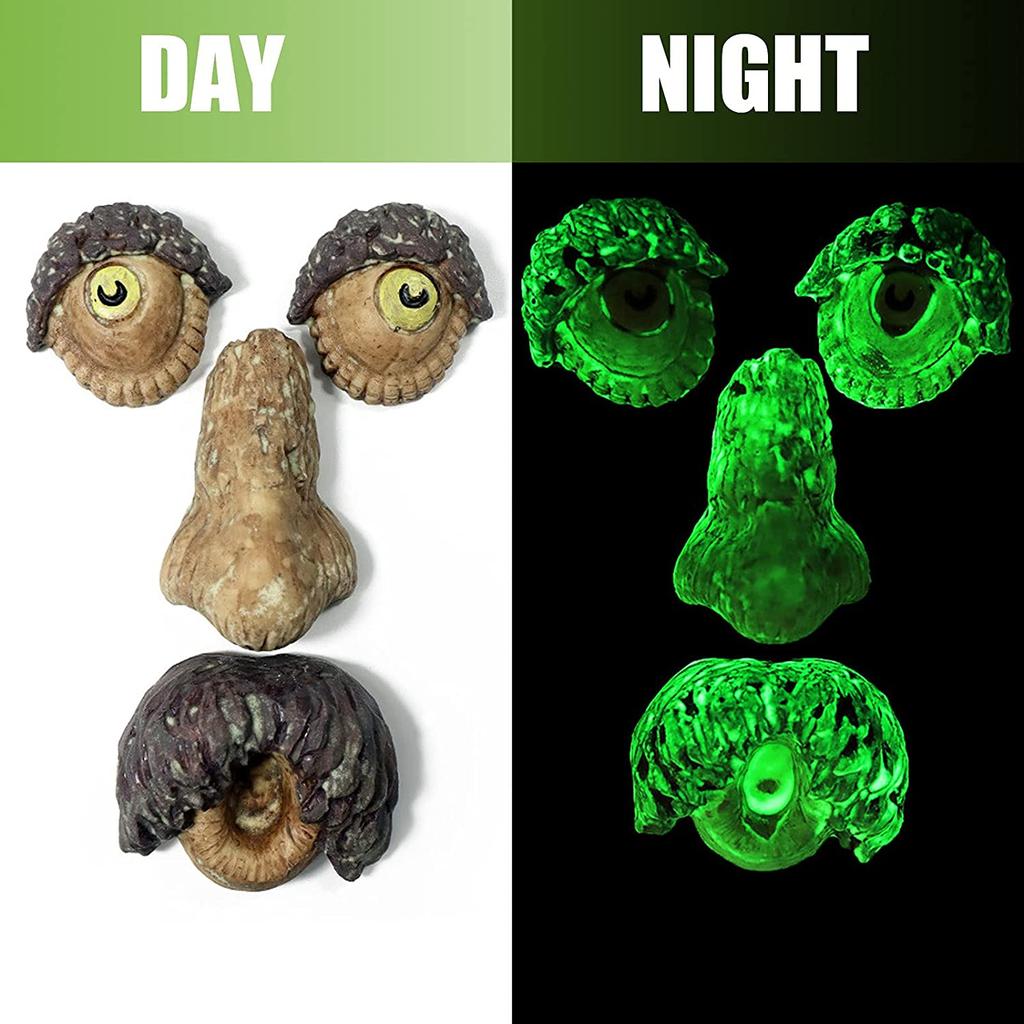 Декор в виде лица дерева на открытом воздухе, садовые статуи в виде лица дерева светятся в темноте для декора садового двора