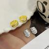 Ins Simple Style Glossy Diamond Checked Earrings for Women Mini Ear Buckle