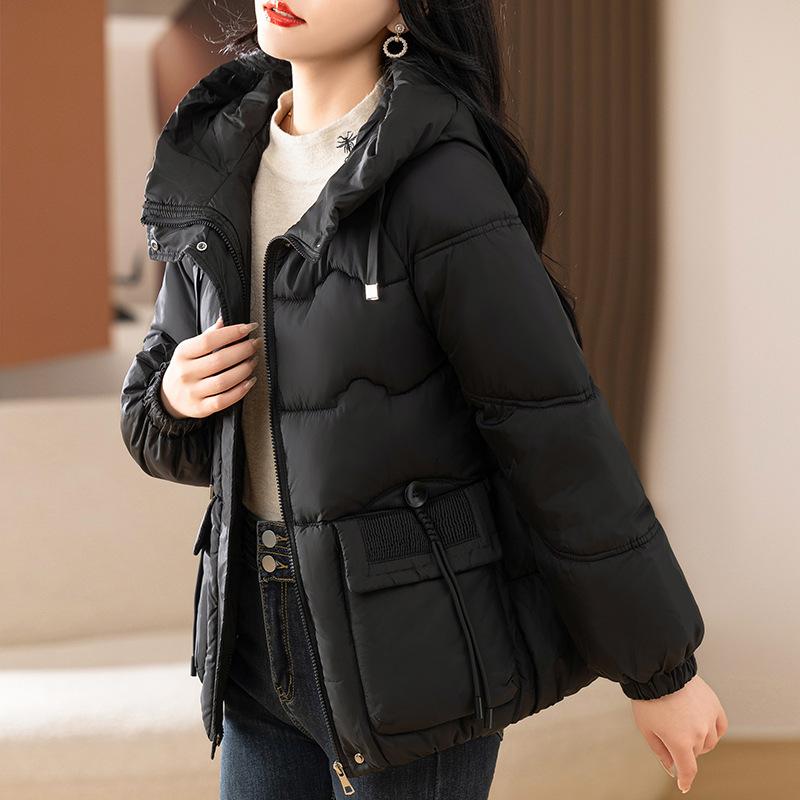 Короткая хлопковая одежда Универсальные хлопковые куртки Женские хлопковые куртки С капюшоном Утепленные Большого размера Женские куртки