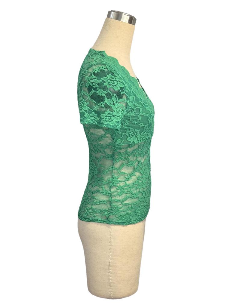 2025 Spring/Summer Women's Sexy Lace V-neck Short Sleeve Top