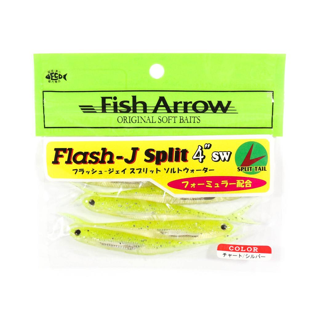 Fish Arrow Soft Lure Flash J Split SW 4 Inch 5 Piece Per Pack #102 (8801)