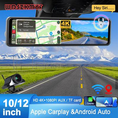 12-дюймовое зеркало заднего вида, беспроводной Carplay Android Auto 4K видеорегистратор, Wi-Fi камера заднего вида, видеорегистратор для автомобиля, видеорегистратор, GPS-навигация