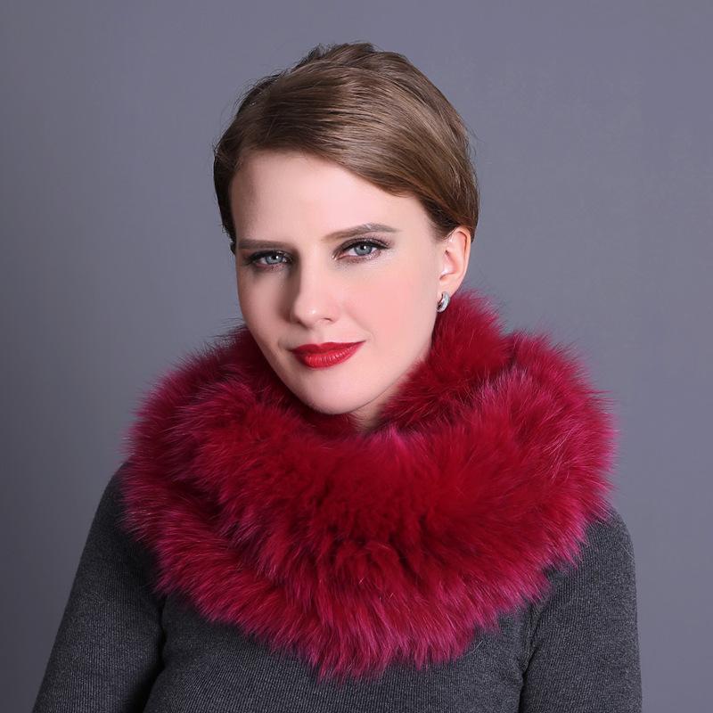 Зимний универсальный теплый меховой шарф, шарф из лисьего меха, плетеный из меха серебристой лисицы, большой меховой шарф, шейный платок