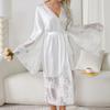 Satin Ladies Cardigan Lace Long-sleeved Cool Nightgown Bathrobe
