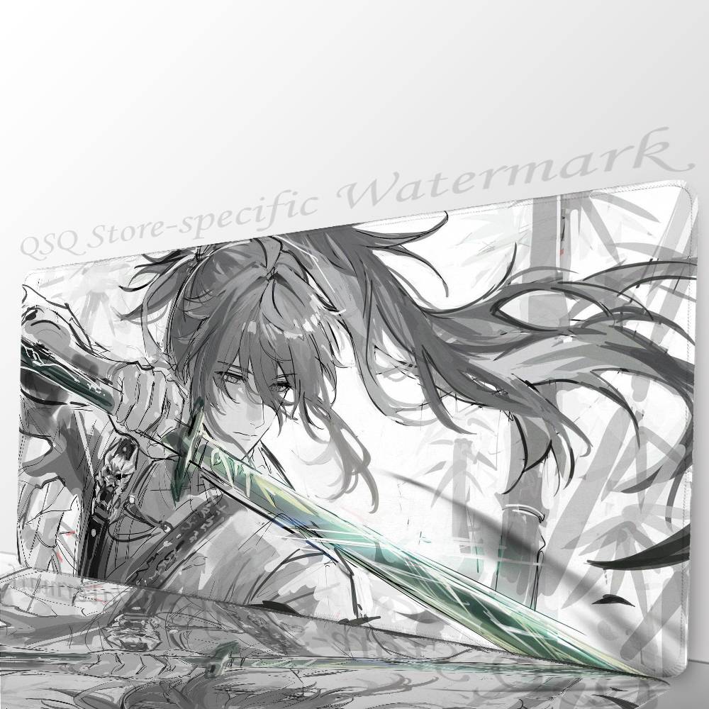 Qiuyuan Аниме W-wuthering Waves Коврик для мыши Нескользящий Подходит для офисных компьютеров Ноутбуков Игровых столов E-sports Клавиатуры XXL
