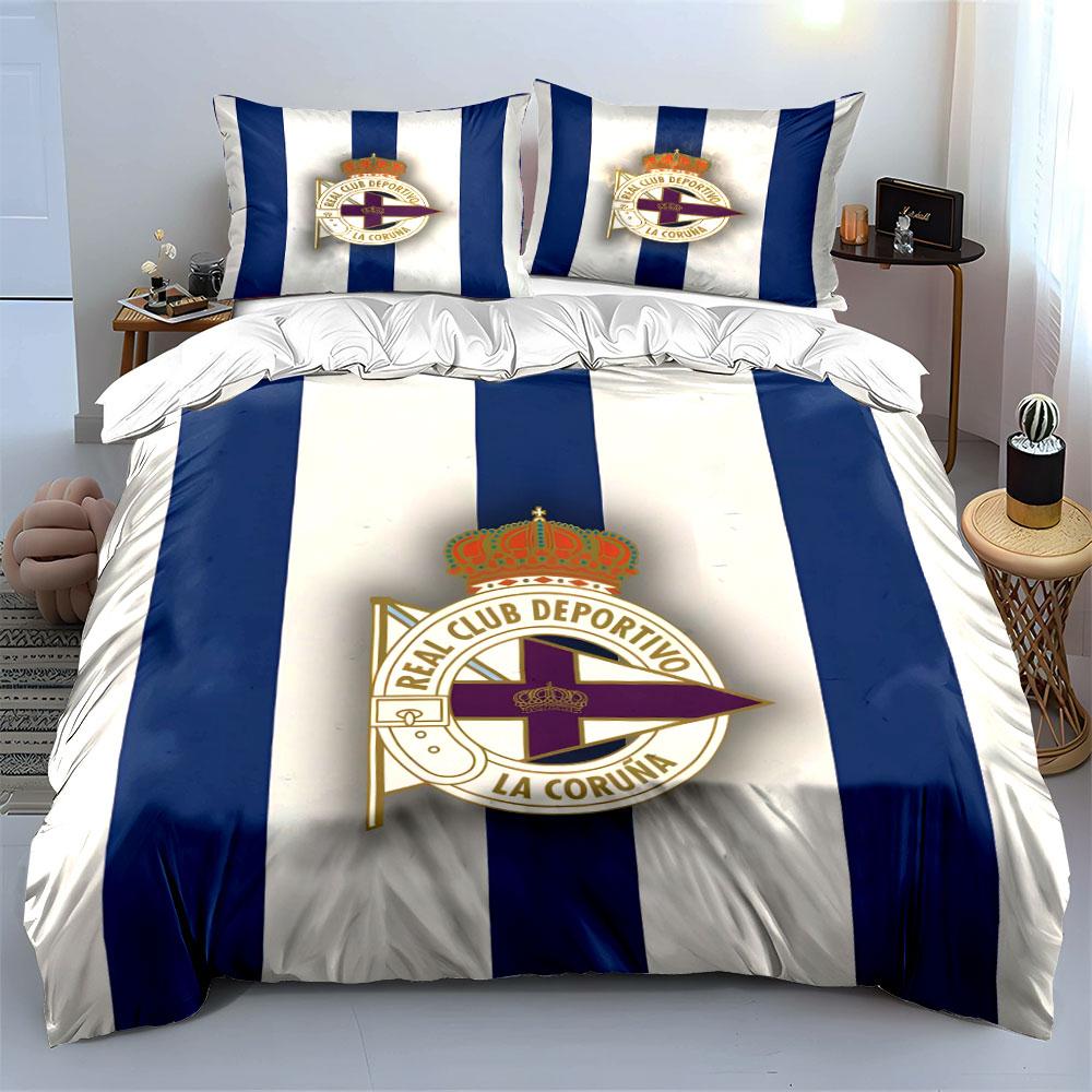 Blue-white stripes, club emblem. Bedding sets Duvet cover sets Duvet covers Pillowcases(1 * Duvet Cover 2 * Pillowcases without duvet insert)