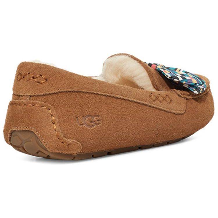 UGG Удобные клетчатые туфли с бантом, женские туфли, каштановые 1138117-CHE