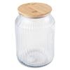 3L Ribbed Glass Kitchen Storage Jar with Airtight Bamboo Lid Pasta Rice Snacks Organization