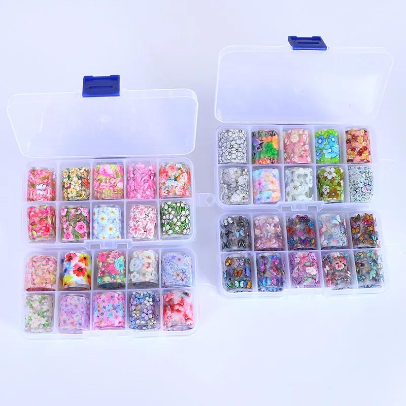 10 шт./кор. голографическая переводная фольга для ногтей, золотая пленка для слайдера, клейкая бумага, звездная наклейка для ногтей, набор для самостоятельного украшения