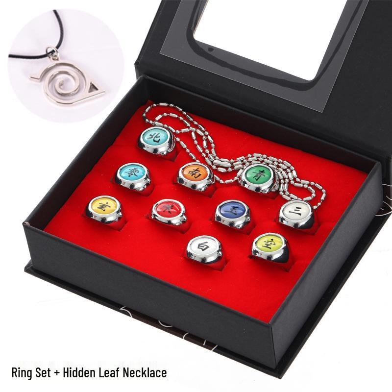 Набор колец ниндзя: Акацуки Итачи, Пейн Шесть Путей, Орочимару, Киноварь - Аниме Аксессуары