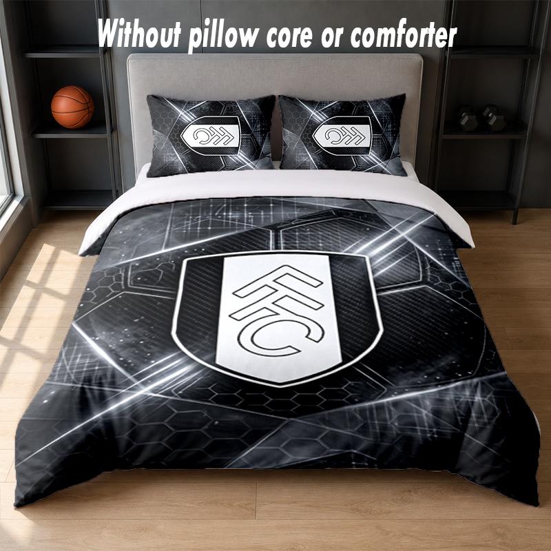 Fulham Football Design Bed Bedding Set 1 Duvet Cover + 2 Pillowcases Soft Breathable Household Bed Linens