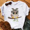 Summer Loose Women's T-Shirt High Quality O/V Neck Heart Flowers Owl Pattern Short Sleeve Women's Short Sleeve T-Shirt CCXX119