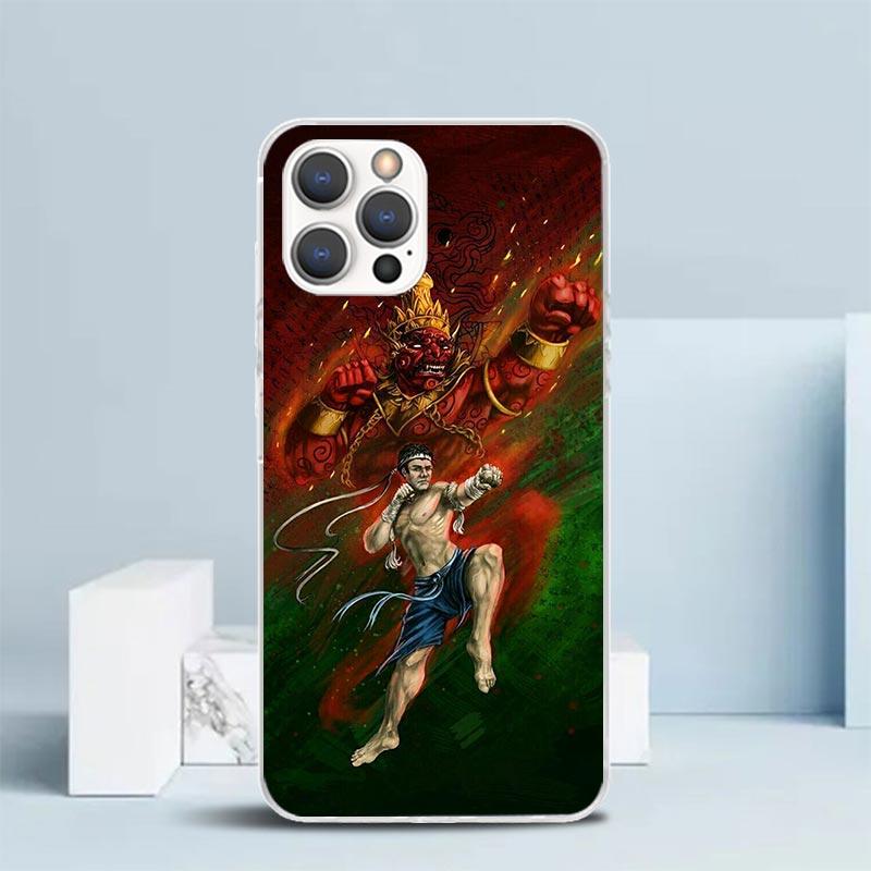 Чехол для телефона Муай Тай Боксерский бой для IPhone 16 17 Air 16E 15 14 Plus 13 Mini 12 11 Pro Max 7 8 + SE 2020 Мягкая задняя крышка из ТПУ 16