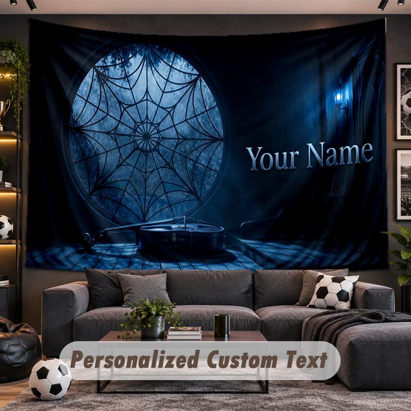 Wednesday Addams Personalized Tapestry Support Custom Name, Wall Art Home Decoration