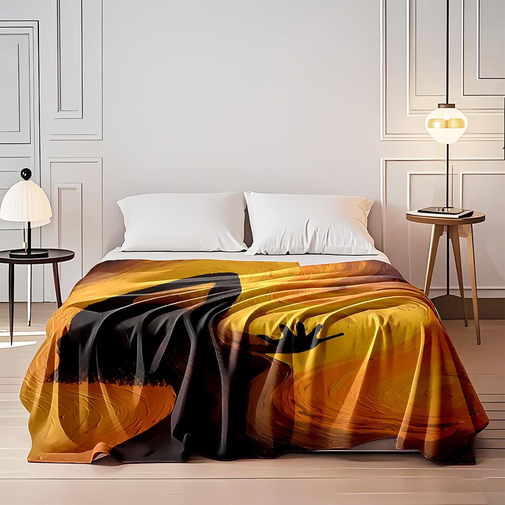 Silhouette in Warm Tones Blanket for all seasons blanket lunch break throw gift