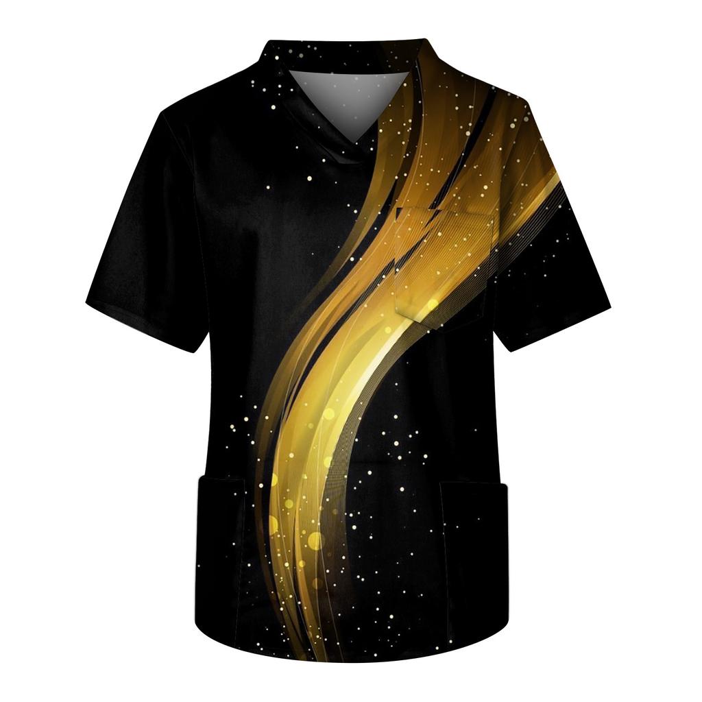 Мужской топ с короткими рукавами и V-образным вырезом с леопардовым принтом и нагрудным карманом