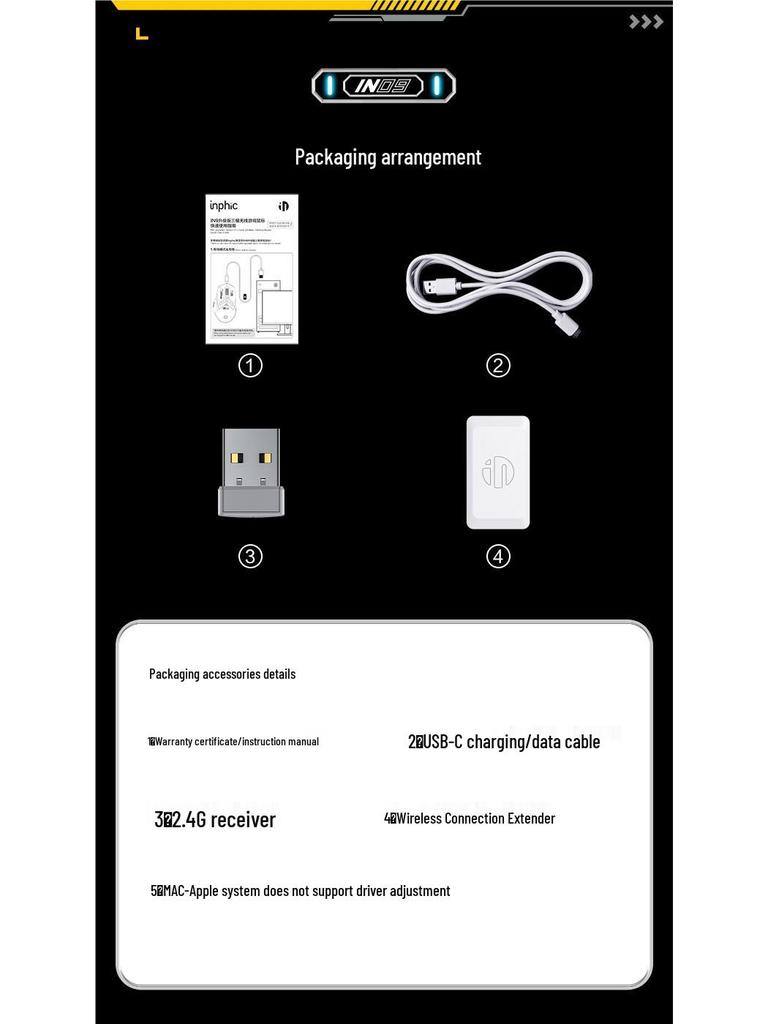 Беспроводная Bluetooth игровая мышь Inphic IN9 для ПК и ноутбука