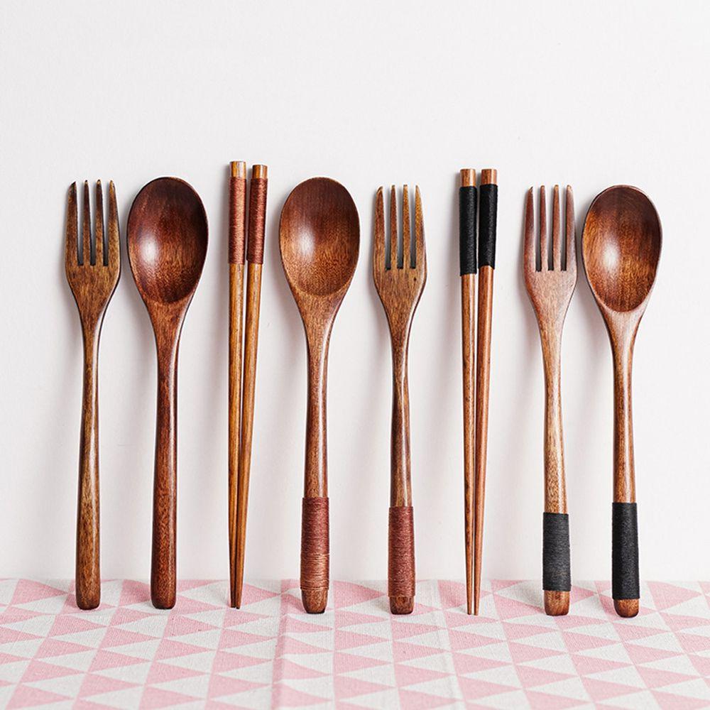 Dinner Kit Wooden Dinnerware Home Tableware Fork Chopsticks Spoon Set Cutlery Utensils Sets