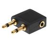 Dual 3.5mm Male To Female Airplane Headphone Adapter Gold Plated Stereo 3.5mm AUX Splitter Airline Audio Converter
