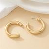 Золотисто-желтый сплав, серьги-гвоздики в форме буквы С, простая атмосфера, продвинутый, для повседневного ношения, универсальные, глянцевая полировка