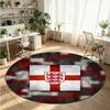 England Football Printed Round Crystal Velvet Rug Soft Non Slip Floor Carpet For Bedroom Holiday Gift