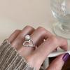 Elegant Geometric Heart Pearl Ring For Women Stylish Adjustable Open Finger Design