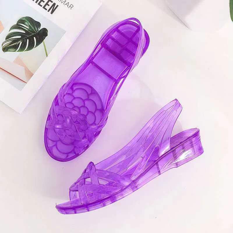 Сандалии из желе с кристаллами для женщин, летние женские повседневные тапочки с открытым носком, шлепанцы, уличные тапочки для мам, шлепанцы