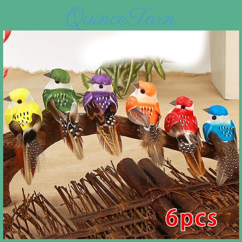 Artificial Pcs Simulation 6 Birds Feather Bubble Bird Ornament Garden Decoration