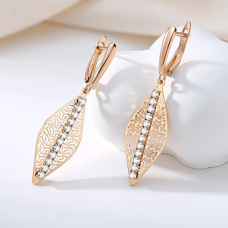 Женские серьги-подвески Kinel с блестящим натуральным цирконом, длинные серьги цвета розового золота