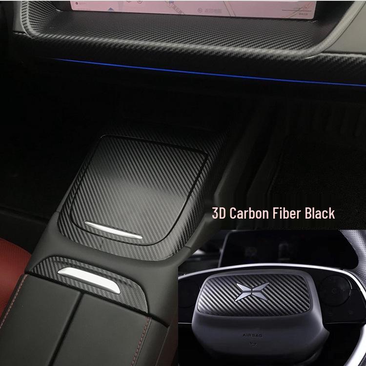 Xpeng P7 Carbon Fiber Interior Stickers: Anti-Kick Pad, Gear Console Decoration, Anti-Scratch Film.