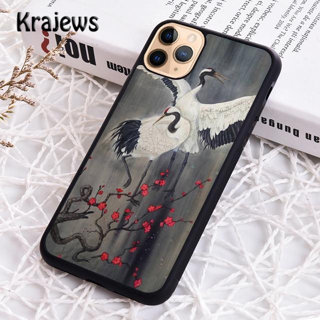 Krajews Japanese Cranes Art Phone Case Cover For iPhone 14 5 SE 6s 7 8 Plus X XR XS 11 12 13 Pro Max Samsung Galaxy S21 S22ultra