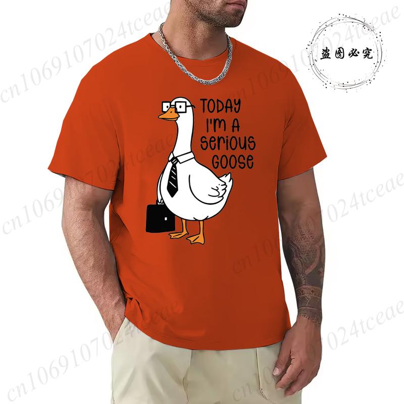 Summer Men's Tee T-shirt with Today I'm A Serious Goose Print T-Shirts Clothing Funny Sarcastic Tops Tees Daily Weekend Gifting