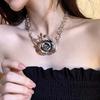 Luxury Exaggerated Flower Necklace Coarse Neck Chain Wedding Metal Rose Necklace Girls