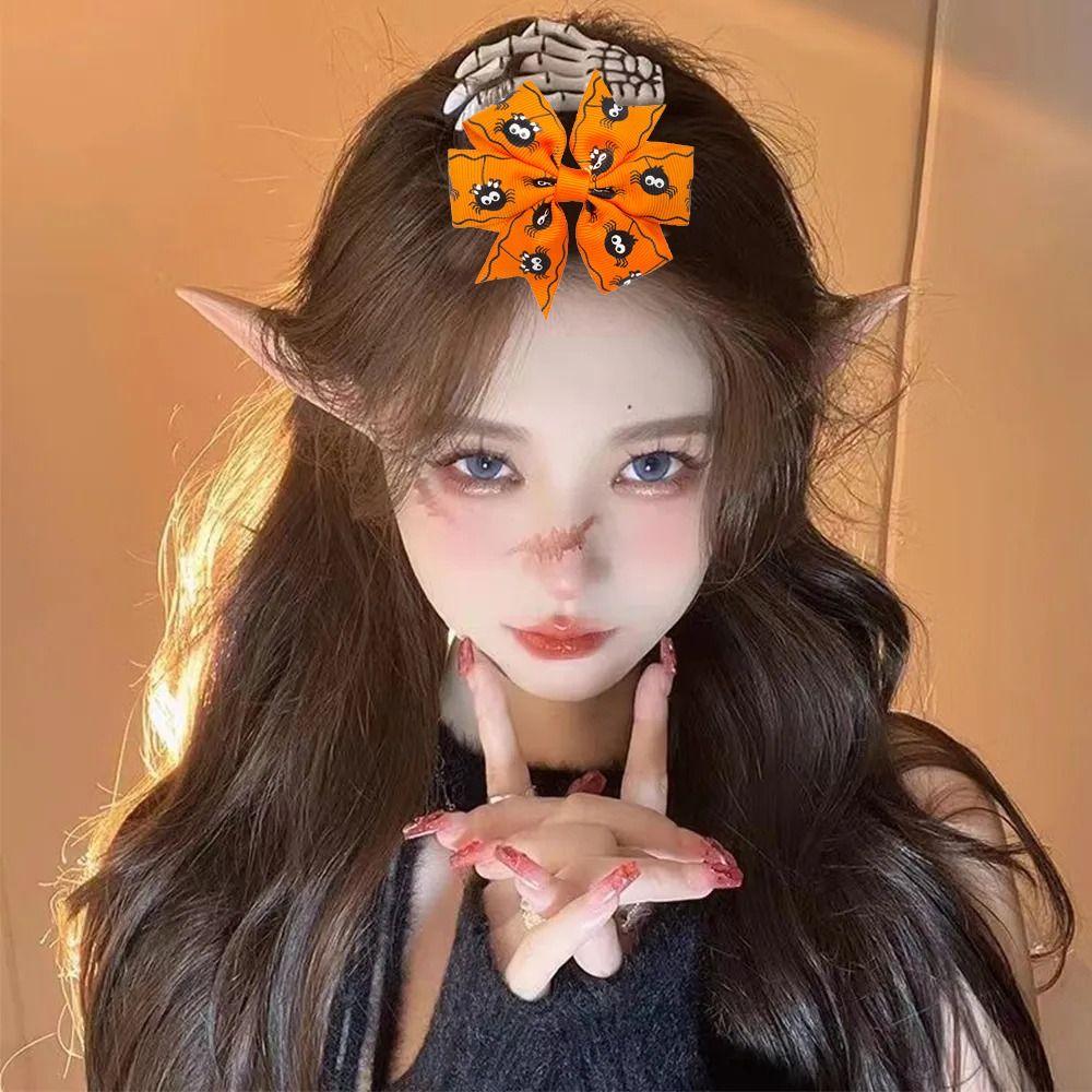 Заколка для волос в виде тыквы и летучей мыши-скелета, заколка-уточка, смешной бант на Хэллоуин, заколка для волос, косплей