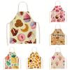 Милый кухонный фартук с принтом еды, Мультяшный фартук для выпечки и кондитерских изделий, Сладкий фартук для готовки с фруктами и мороженым, Оригинальный подарок для женщин