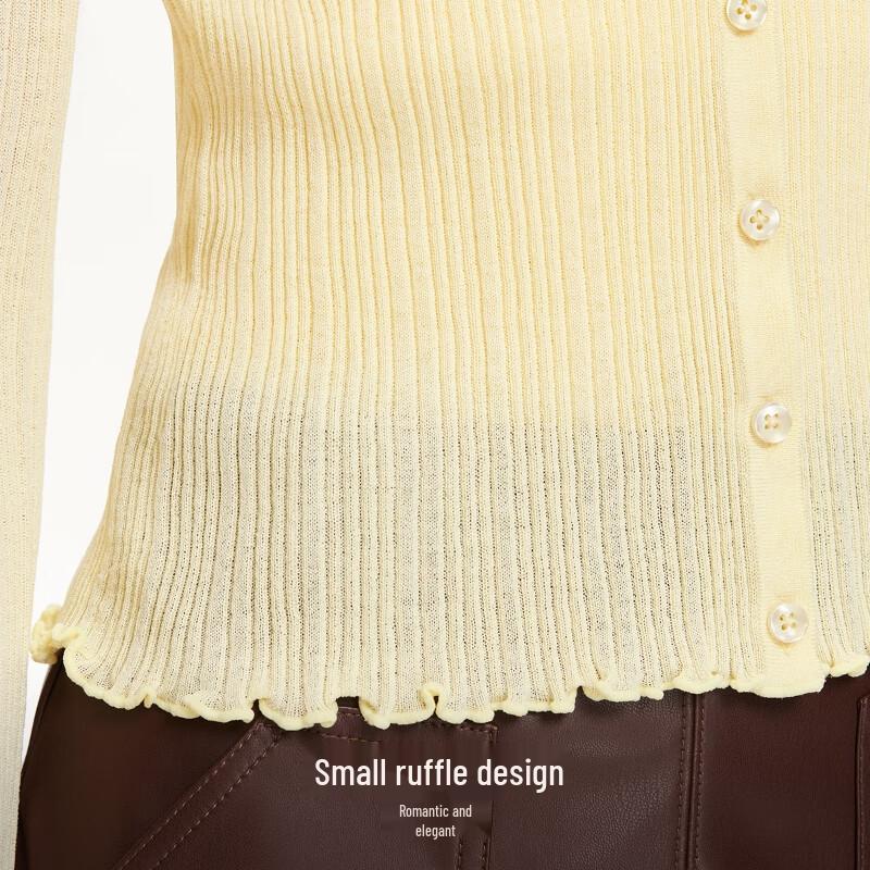 VEROMODA Ruffle V-Neck Knit Sweater