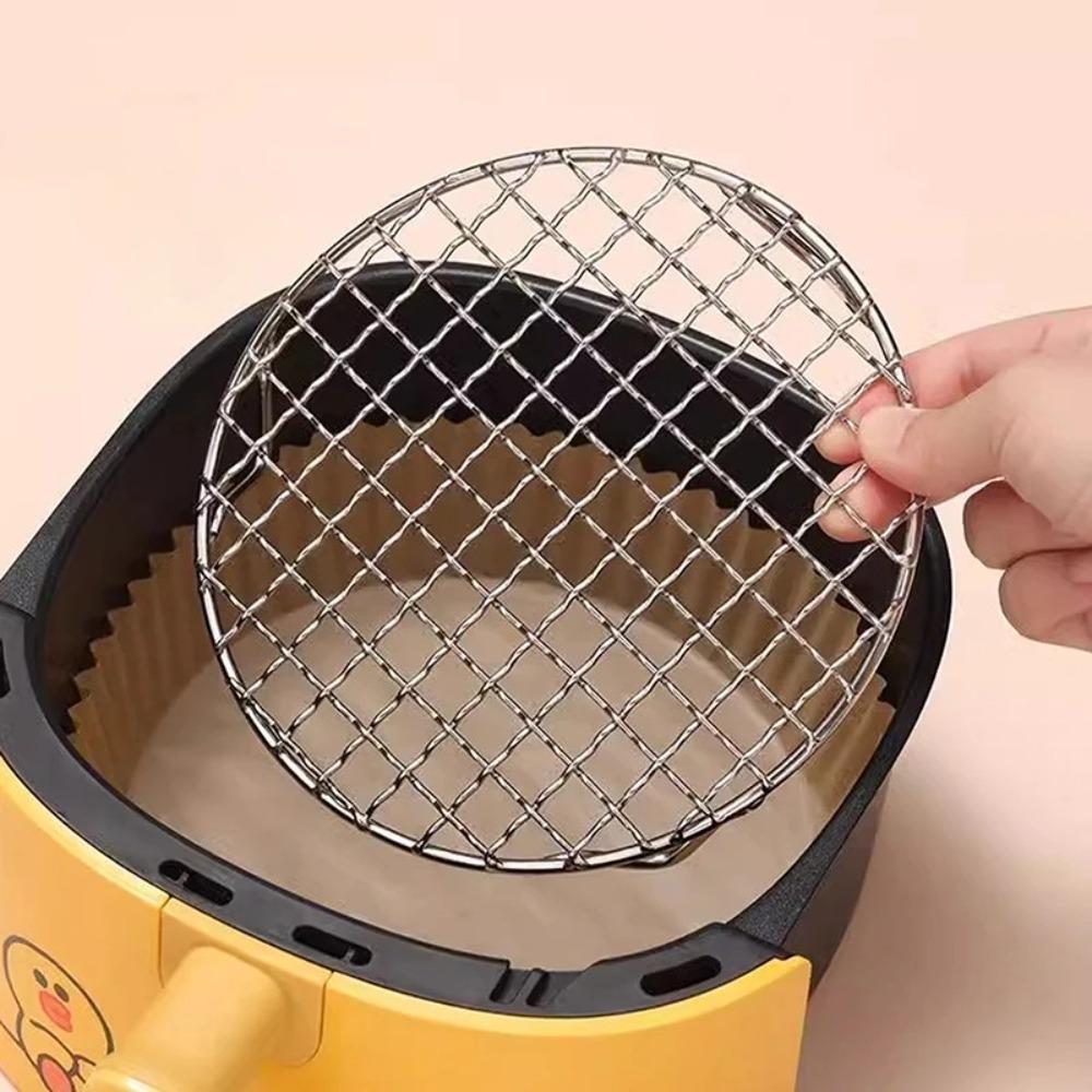 Round Air Fryer Rack Stainless Steel BBQ Net Steam Baking Rack  Home Kitchen Oven Steamer Cooker