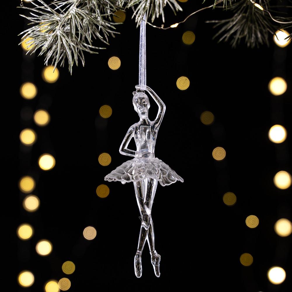 Transparent Acrylic Christmas Tree Ornaments Carousel Ballet Girl Pendants  New Year