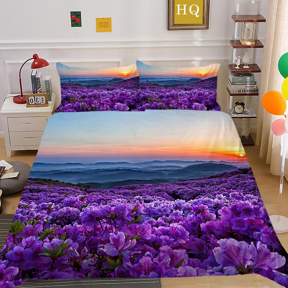 Домашнее постельное белье с 3D цветами и принтом из полиэстера, комплект постельного белья королевского размера, женский высококачественный декор для спальни