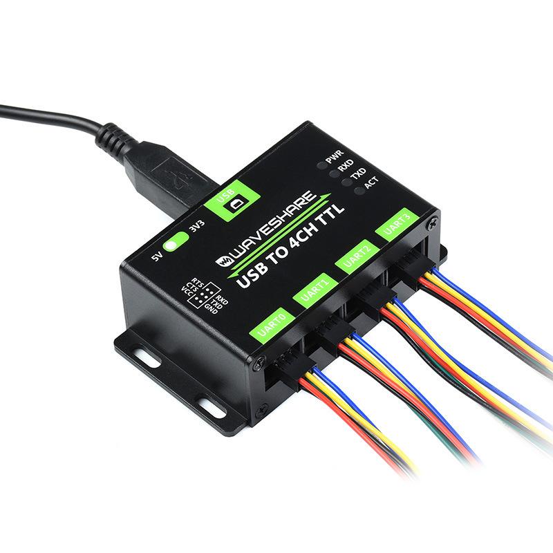 Industrial USB to 4-Channel TTL UART Converter with Protection Circuit, Multi-System Compatible