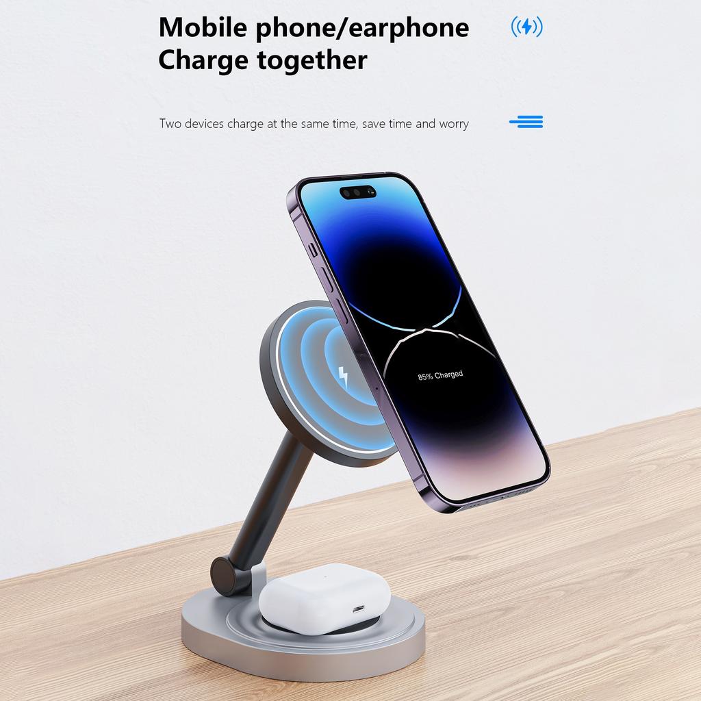2 в 1 магнитная беспроводная зарядная подставка-подставка для iPhone 15 14 13 12 11 Pro Max 11 X Apple Watch Airpods быстрая зарядная док-станция