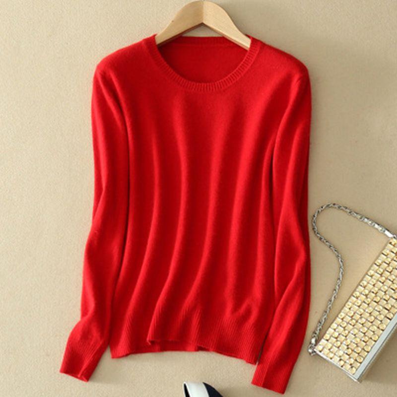 Stylish Women's Cashmere Loose Pullover Crew Neck Knit Sweater For Cozy Winter Wear