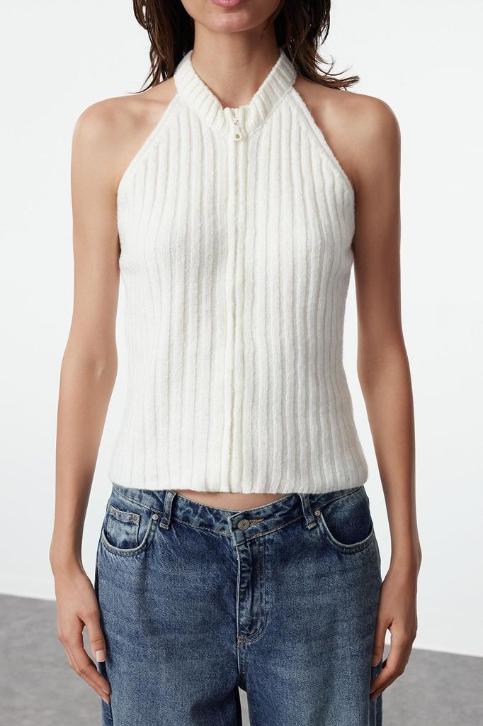 Women's Fashion Stylish Cardigan Ecru Soft Textured Bolero Knitwear Cardigan