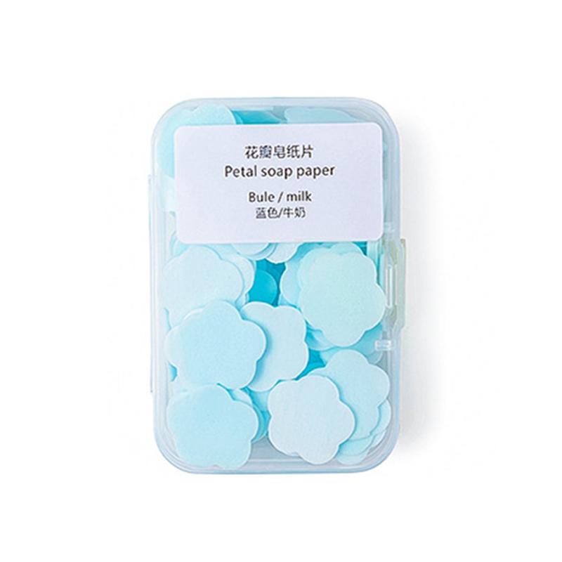 100 шт./кор., портативное, приятное для кожи, свежее мытье рук, ломтик туалетного мыла, одноразовое мыло с лепестками, хлопья, домашнее для девочек/путешествий