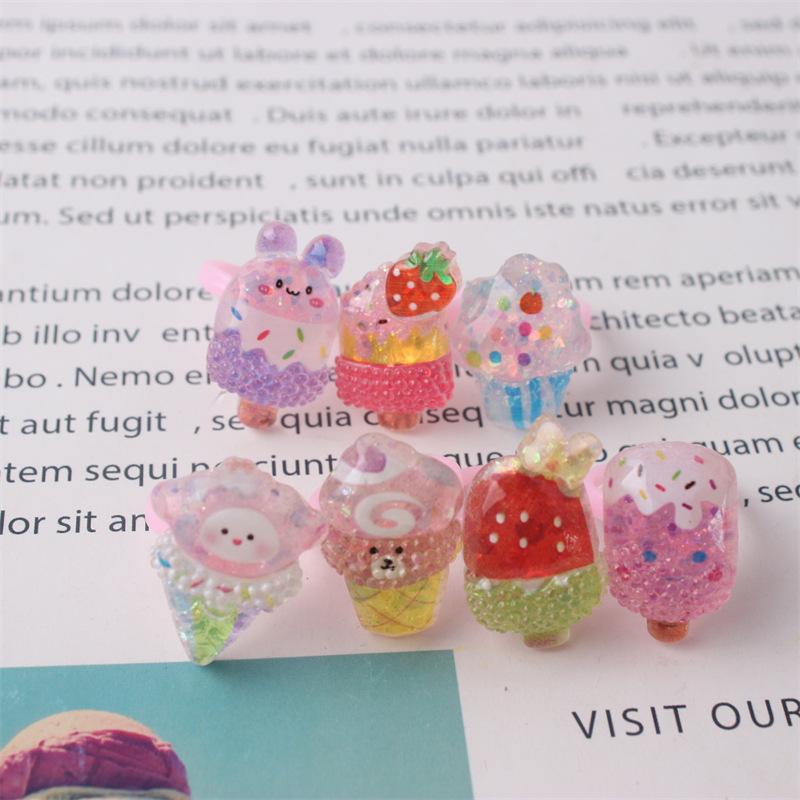 10 шт. мультяшное детское кольцо из смолы, милое цветочное кольцо, матовое кольцо, подарок