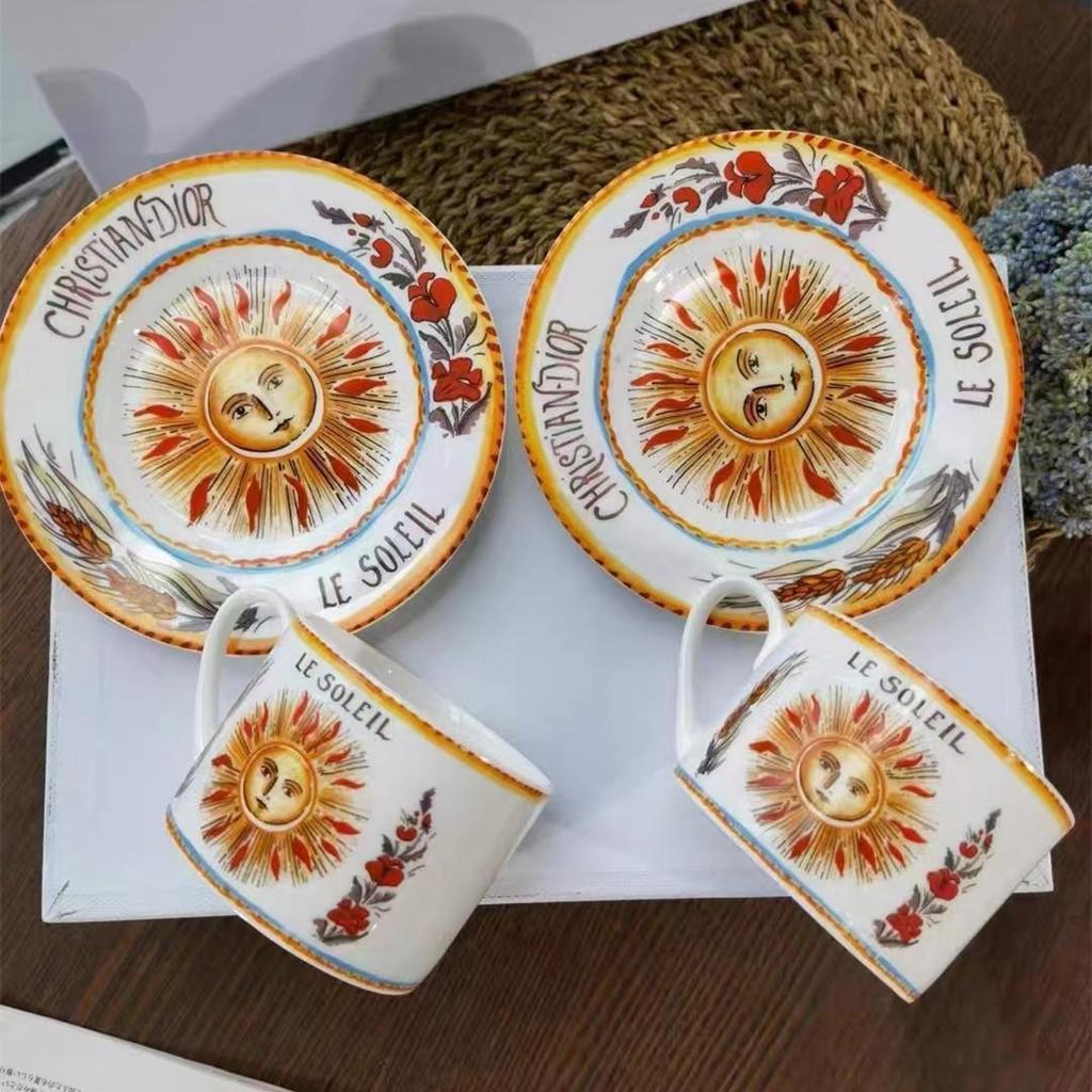 Европейский кофейный набор из костяного фарфора с блюдцами - Элегантный чайный набор на двоих для пар