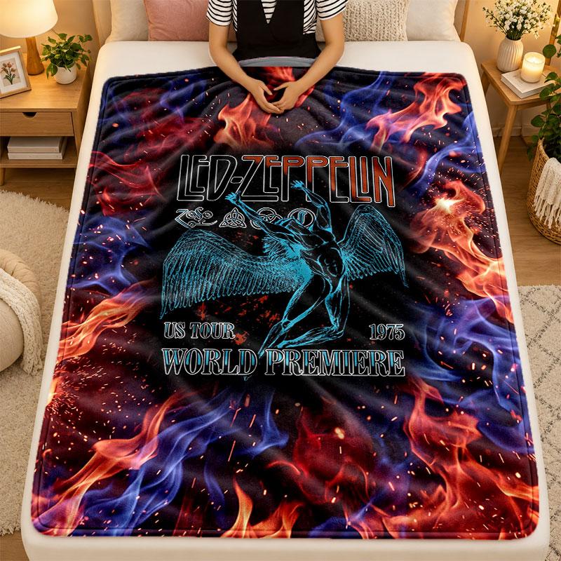Flannel BlanketLed Zeppelin Warm Soft Throw Blanket for Indoor Sofa Bed Living Room Use